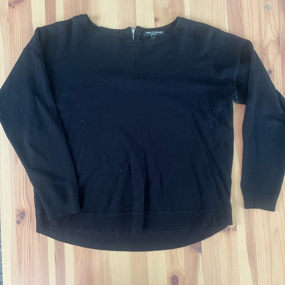 Cable & Gauge Black Zippered Sweater
